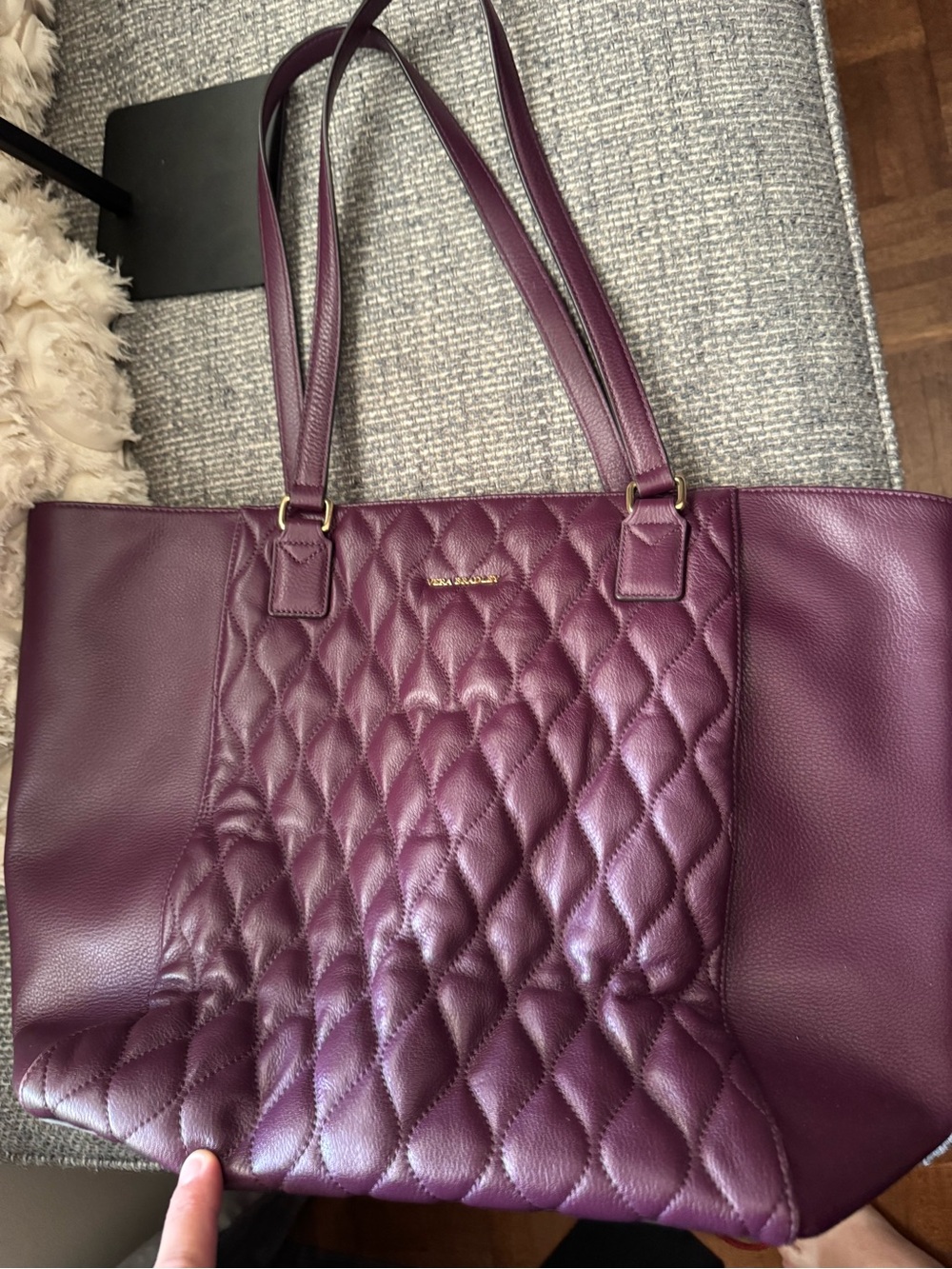 Vera Bradley Quilted Tote in Plum - Picture 3 of 8